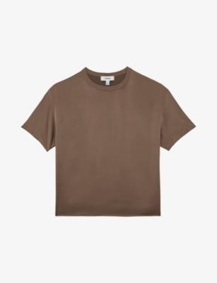 Lena Short-Sleeve Silk Top by REISS