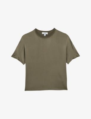 Lena Short-Sleeve Silk Top by REISS