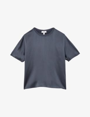 Lena Short-Sleeve Silk Top by REISS