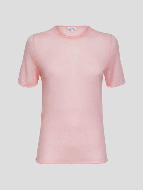 Light Pink Alicia Knitted Crew Neck T-Shirt by REISS