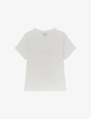 Lola V-Neck Linen T-Shirt by REISS