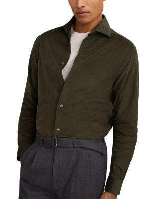 Long Sleeve Fine Cord Button Front Shirt by REISS