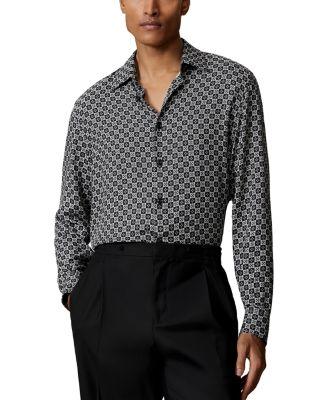 Long Sleeve Printed Button Front Shirt by REISS