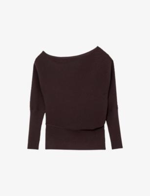 Lorna draped-neck asymmetric stretch-knit jumper by REISS