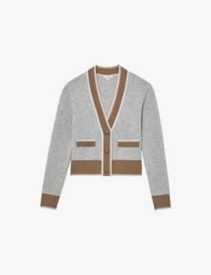 Louisa Colour-Block Wool and Cashmere-Blend Cardigan by REISS