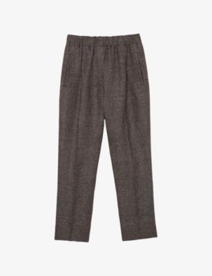 Lourdes Elasticated-Waist Cropped Linen Trousers by REISS