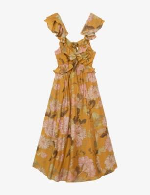 Lucy Floral-Print Woven Midi Dress by REISS