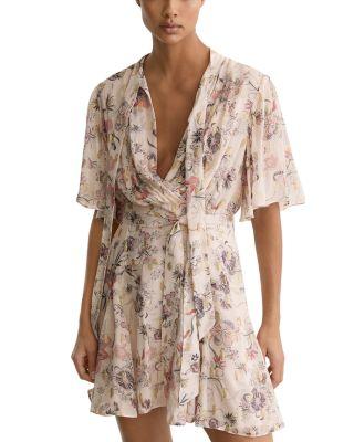 Luna Metallic Floral Mini Dress by REISS