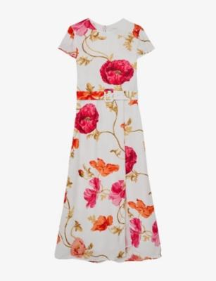 Lyra Floral-Print Crepe Midi Dress by REISS