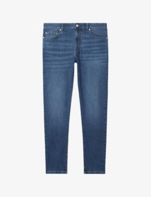 Maddison mid-wash tapered-leg slim-fit denim-blend jeans by REISS