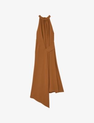 Maeve Drape-Detail Sleeveless Woven Midi Dress by REISS