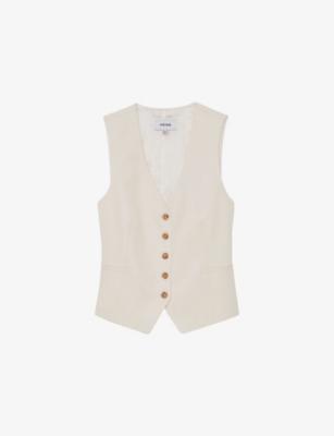 Malin V-Neck Button-Through Woven Waistcoat by REISS