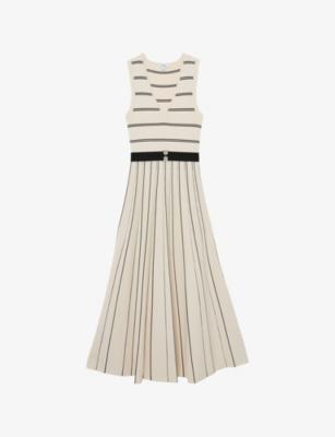 Mallory V-Neck Striped Stretch-Knit Midi Dress by REISS