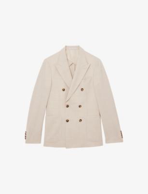 Manci Double-Breasted Woven Blazer by REISS
