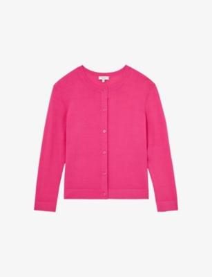 Mara Long-Sleeve Cropped Knitted Cardigan by REISS