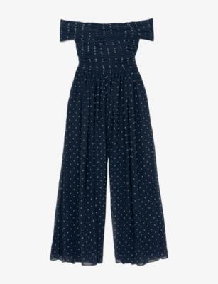 Margo Polka-Dot Woven Jumpsuit by REISS