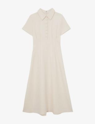 Mari Short-Sleeved Stretch-Woven Midi Dress by REISS