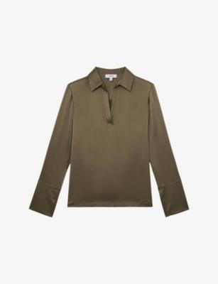 Marina Open-Collar Silk Blouse by REISS