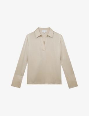Marina Open-Collar Silk Blouse by REISS