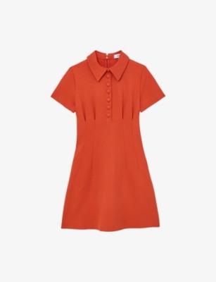 Marlie Button-Front Woven Mini Dress by REISS