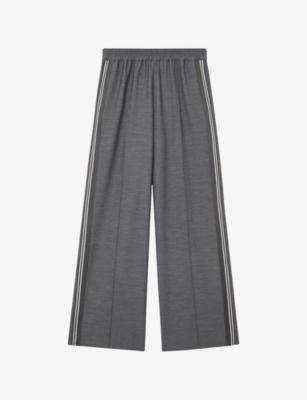 Marlow Mélange Side-Stripe Wide-Leg Trousers by REISS