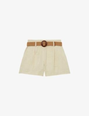 Matilda Belted-Waist Linen-Blend Shorts by REISS