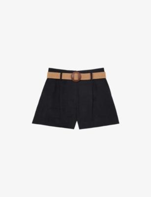 Matilda Belted-Waist Linen-Blend Shorts by REISS