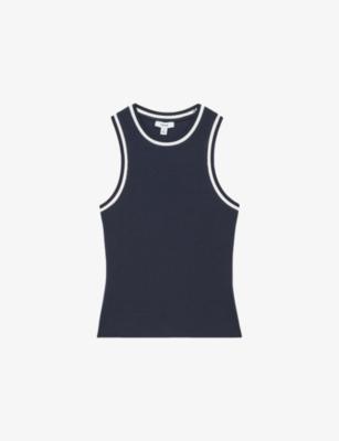 Matilda Contrast-Trim Stretch-Cotton Vest by REISS