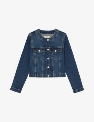 Medora Round-Neck Denim Jacket by REISS