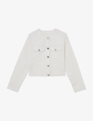 Medora Round-Neck Denim Jacket by REISS