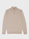 Merino Wool Half-Zip Funnel Neck Jumper in Black by REISS