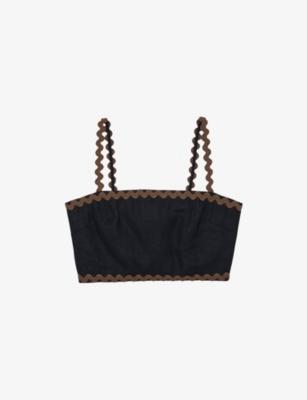 Mila Cropped Linen Cami Top by REISS