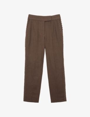 Mila Wave-Trim Linen Trousers by REISS