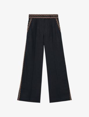 Mila Wide-Leg High-Rise Linen Trousers by REISS