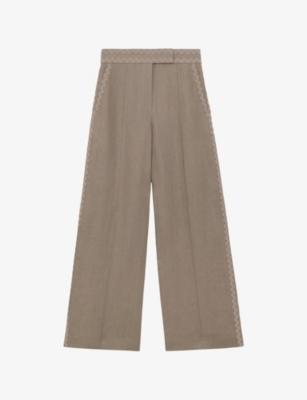 Mila Wide-Leg High-Rise Linen Trousers by REISS