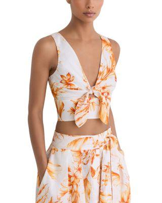 Milly Floral Print Linen Top by REISS