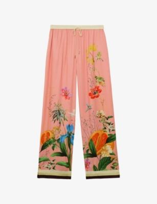 Milos Tropical-Print Wide-Leg Woven Trousers by REISS