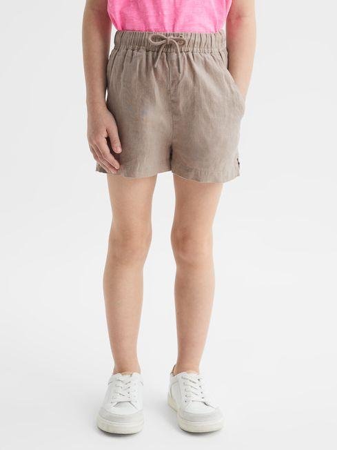 Mink Cleo Junior Linen Drawstring Shorts by REISS
