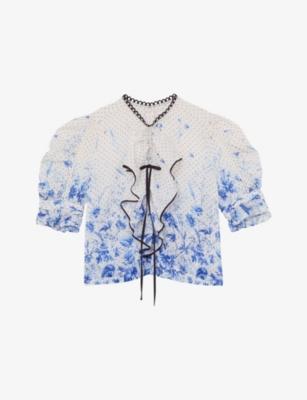 Minnie Floral-Print Ruffled Cotton Blouse by REISS