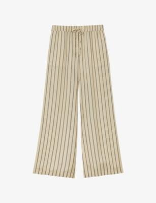 Minnie Striped Wide-Leg Lyocell Trousers by REISS