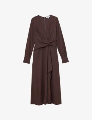Mira Wrap-Front Wool-Blend Midi Dress by REISS
