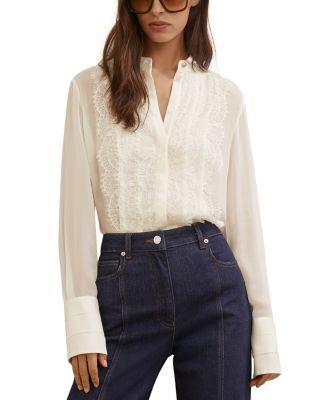 Miranda Lace Trim Blouse by REISS