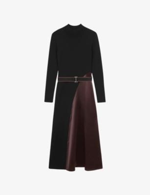 Misty Belted-Waist Knitted Midi Dress by REISS