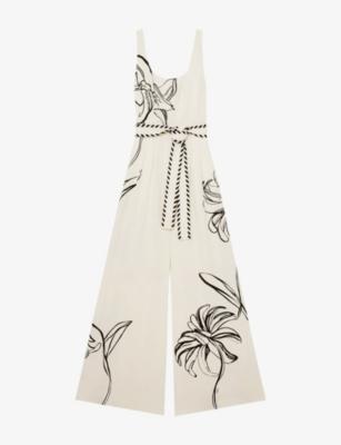 NYBG Kinsley Floral-Print Wide-Leg Woven Jumpsuit by REISS
