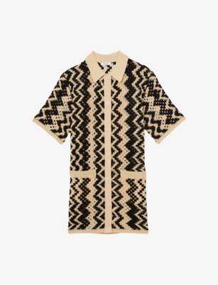 Natalie Zig-Zag Short-Sleeve Crochet Mini Dress by REISS Natalie Zig-Zag Short-Sleeve Crochet Mini Dress by REISS