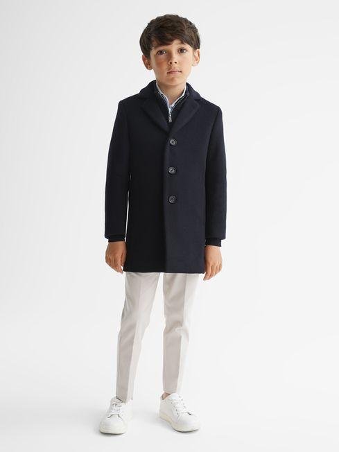 Navy Gable Junior Single Breasted Overcoat by REISS