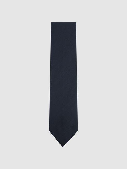 Navy Molat Twill Wool Tie by REISS