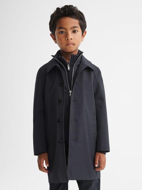 Navy Perrin Junior Trench With Funnel-Neck Insert by REISS