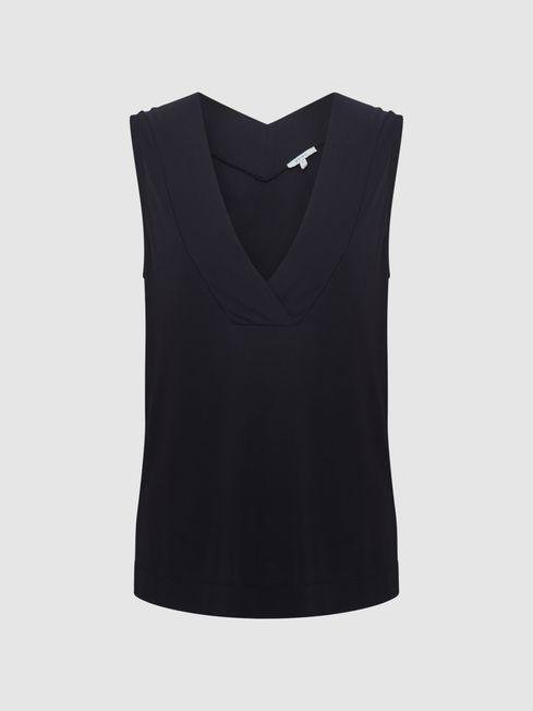 Navy Taylor V-Neck Shell Blouse by REISS