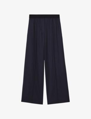 Neave Pinstripe Wide-Leg Stretch Wool-Blend Trousers by REISS Neave Pinstripe Wide-Leg Stretch Wool-Blend Trousers by REISS